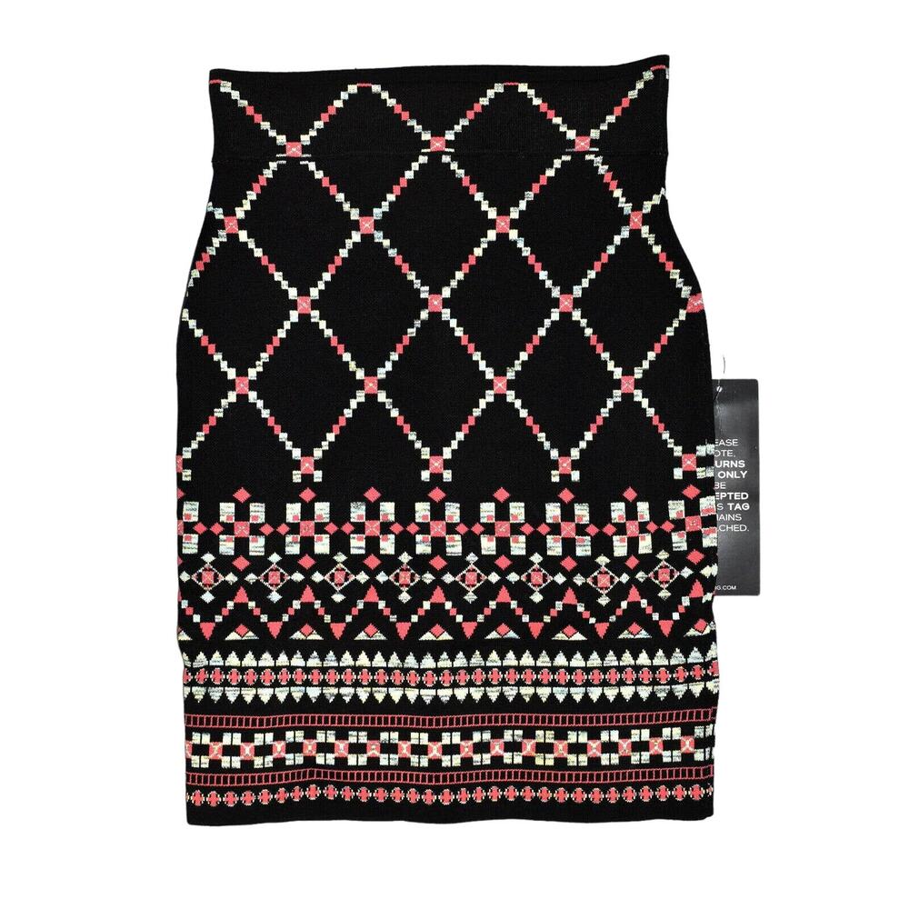 NWT BCBG MAXAZRIA Black Combo Jacquard Knit Pencil Pavel Skirt Sz XXS $198